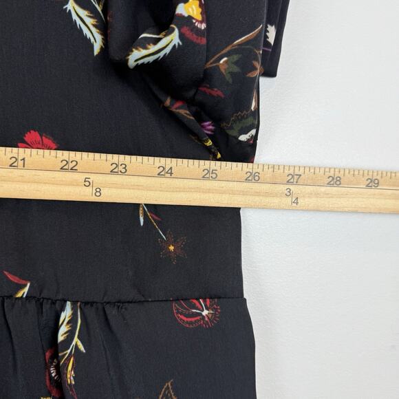 Old Navy Floral Peasant Blouse Top Womens XXL Plus Black Velvet Trim Whimsigoth - Picture 7 of 8